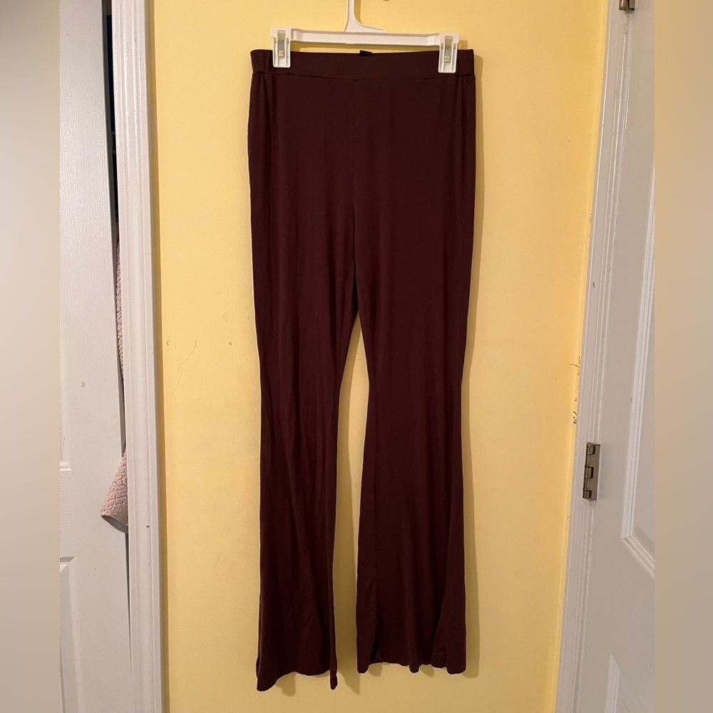 Brown Knit Flared Leggings